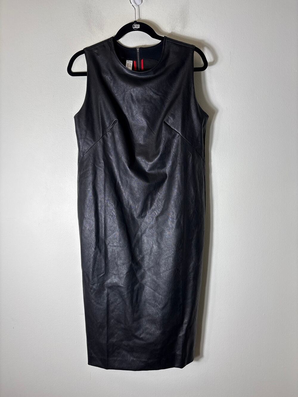 Spanx Black Faux Leather Sleeveless Maxi Collum Dress Sz L